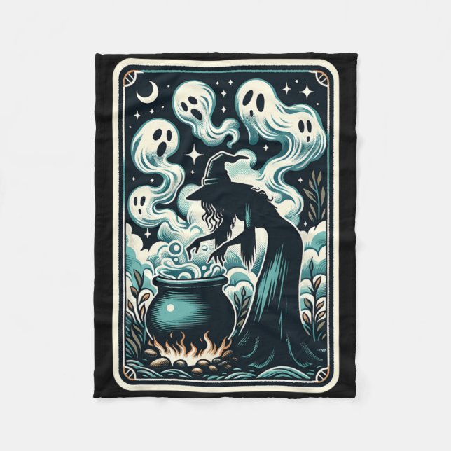 Couverture Polaire Sorcière Ghost Cauldron Gothique Supernaturel Taro (Devant)