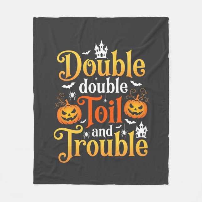 Couverture Polaire Sorcière Halloween Double Double Toil and Trouble (Devant)