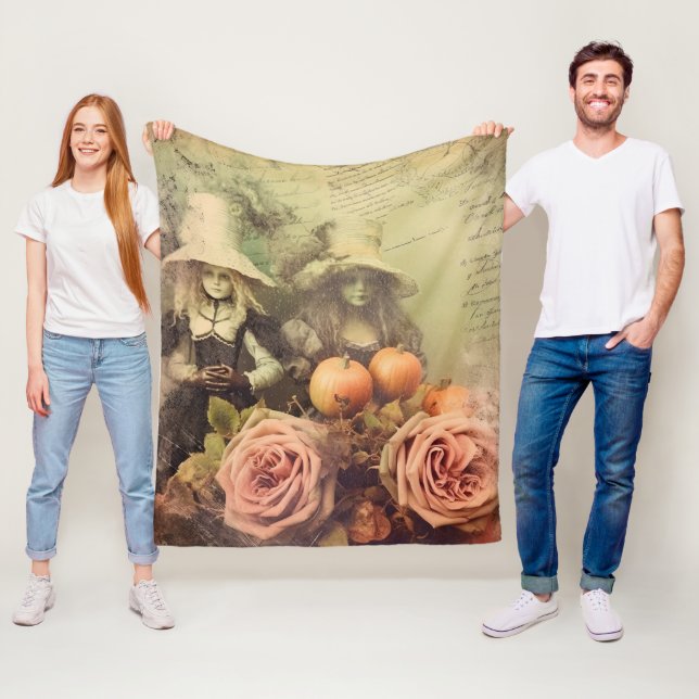 Couverture Polaire Sorcière Halloween Vintage (En situation)