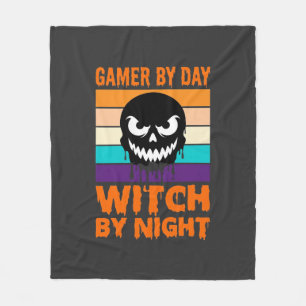 Couverture Polaire Sorcière Joueuse Halloween Crâne Rétro