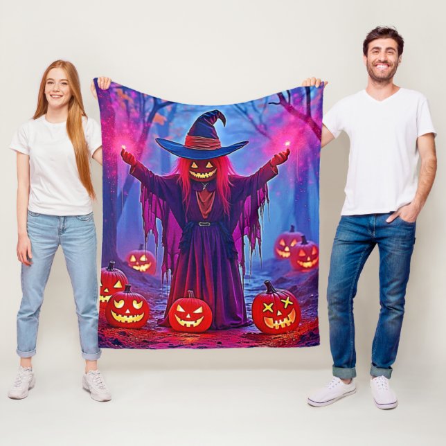 Couverture Polaire Sorcière mystérieuse dans Enchanted Woods Design (En situation)
