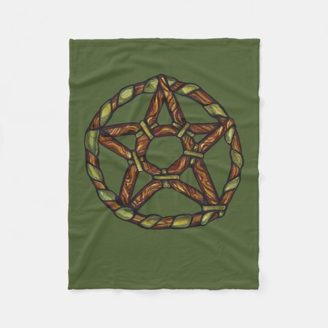 Couverture Polaire Sorcière verte Pagan Pentacle Nature Wicca (Devant)