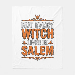 Couverture Polaire Sorcière Vintage Salem Halloween Typographie Desig
