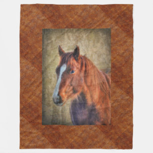 Couverture Polaire Sorrel Horse Portrait sur faux Cuir à outils BG 3