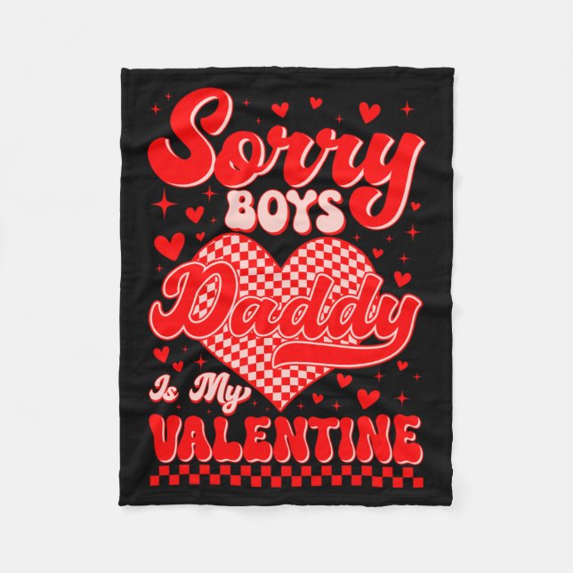 Couverture Polaire Sorry Boys Daddy Is My Valentine Checked Heart Gir (Devant)
