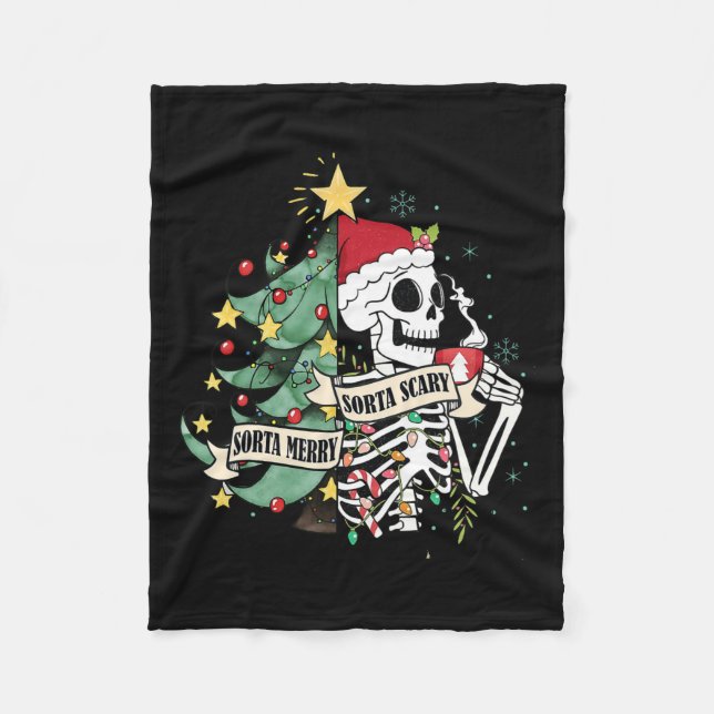 Couverture Polaire Sorta Merry Sorta Scary Skeleton Hot Cocoa Christa (Devant)