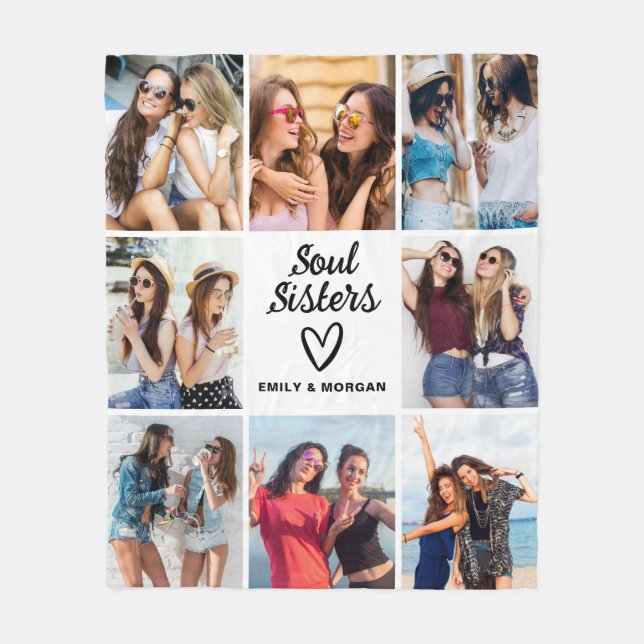 Couverture Polaire Soul Soeurs Script Cadeau Pour Amis Photo Collage (Devant)