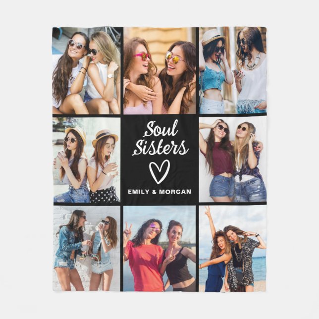 Couverture Polaire Soul Soeurs Script Cadeau Pour Amis Photo Collage (Devant)