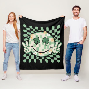 Couverture Polaire Sourire shamrock Face Drôle St Patrick's Day