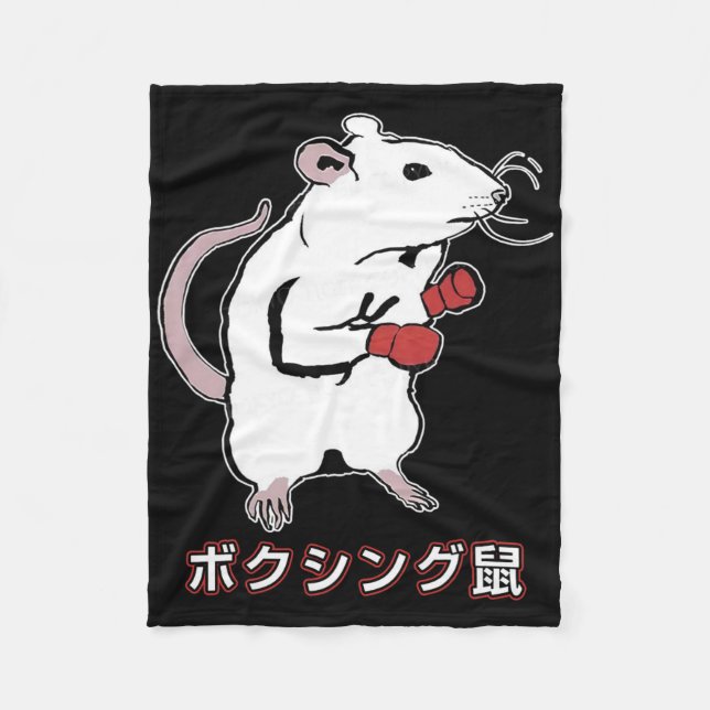Couverture Polaire Souris de boxe drôle japonais (Devant)