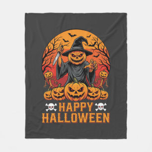 Couverture Polaire Souris de citrouille effrayante Bonne fête d'Hallo