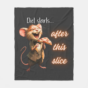 Couverture Polaire Souris de régime pizza drôle ✨