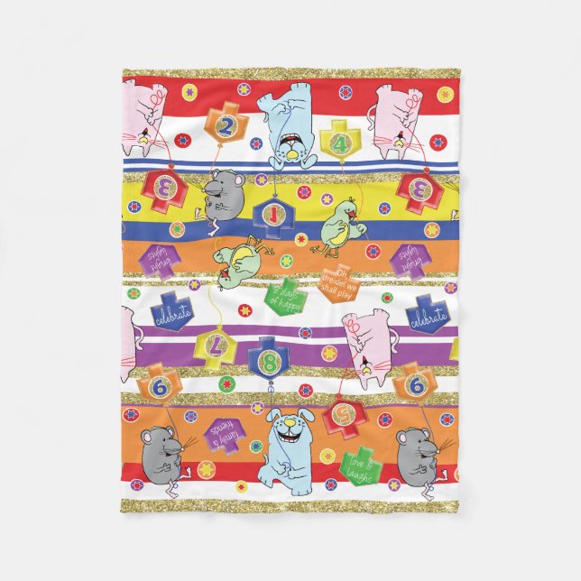 Couverture Polaire Souris et amis Plaid en laine polaire Hanukkah (Devant)