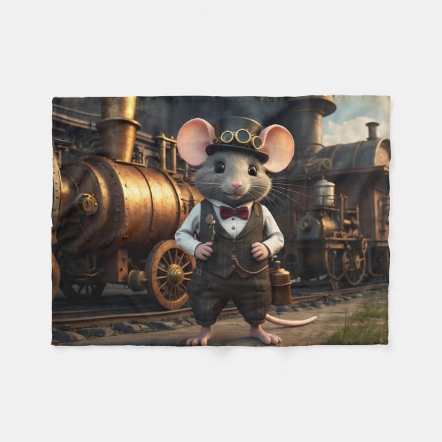 Couverture Polaire Souris et train Steampunk (Devant (Horizontal))