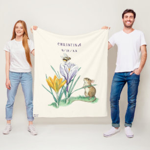 Couverture Polaire Souris vintage Molly Brett Nature Crocus Bee