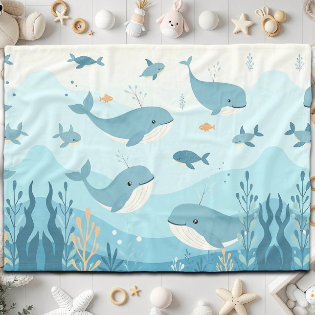 Couverture Polaire Sous la mer Baleines et poissons (Créateur téléchargé)