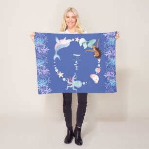 Couverture Polaire Sous la mer les enfants nom personnalisé Fleece Bl