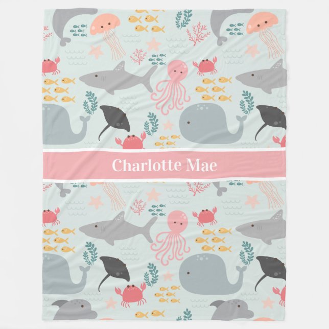 Couverture Polaire Sous le Motif Sea Friends (Devant)