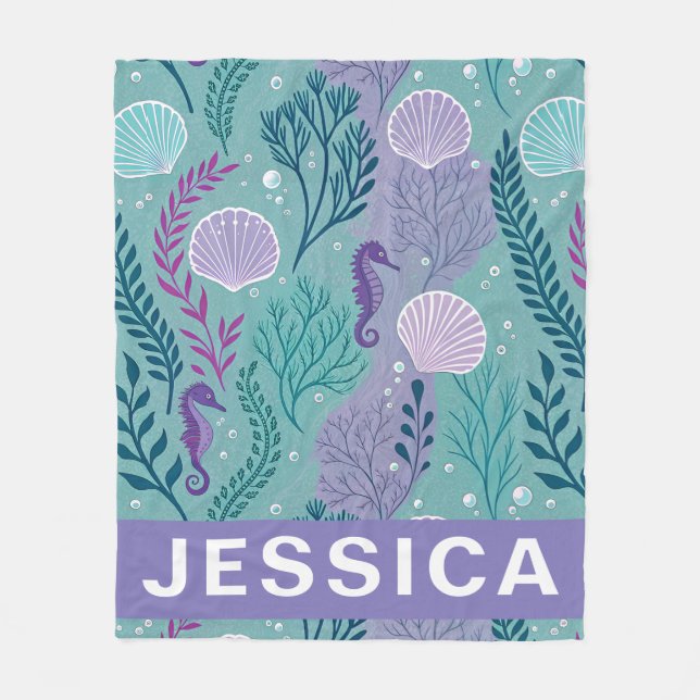 Couverture Polaire Sous l'océan Coquille d'hippocampe Fantaisie marin (Devant)