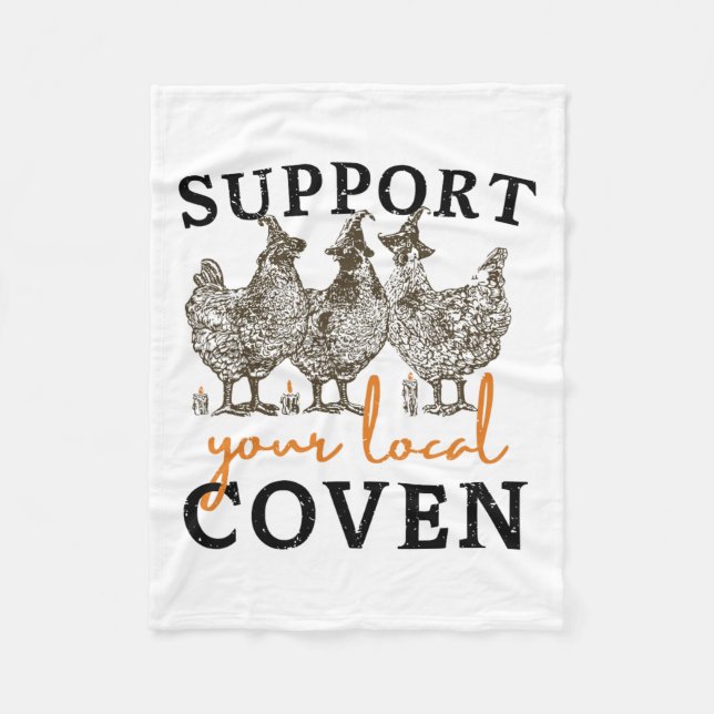 Couverture Polaire Soutenez votre four local Funny Farm sorcier poule (Devant)
