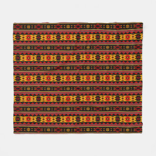 Couverture Polaire Southwest Design Red Black Gold Tribal Motif