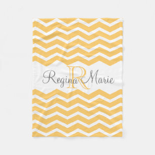 Couverture Polaire Souvenir blanc jaune ensoleillé Chevron de nom de