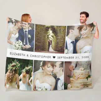 Couverture Polaire Souvenir de mariage 6 Collage de photos carrées