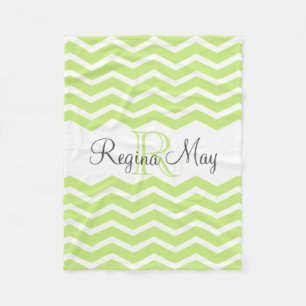 Couverture Polaire Souvenir gris Chevron de nom de monogramme de vert