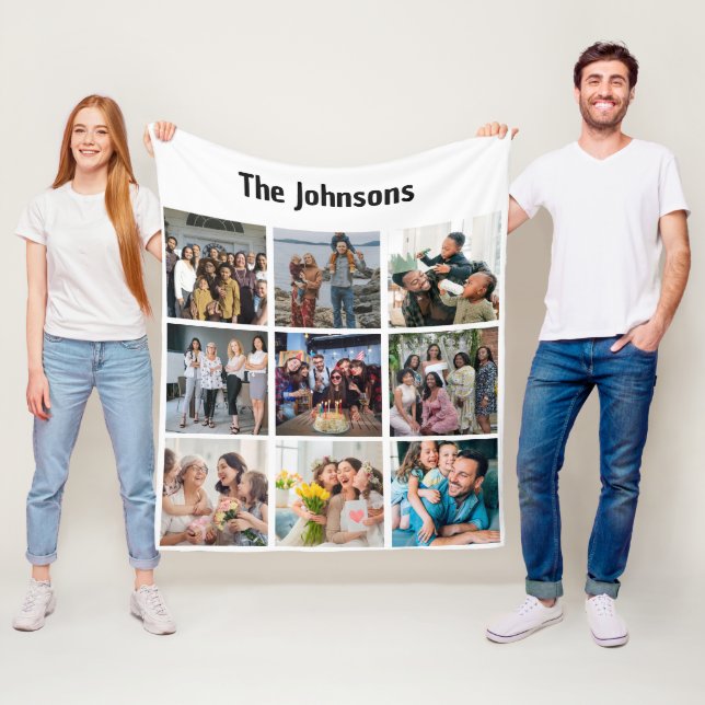 Couverture Polaire Souvenirs de famille 9 Grille de photos Collage pe (En situation)