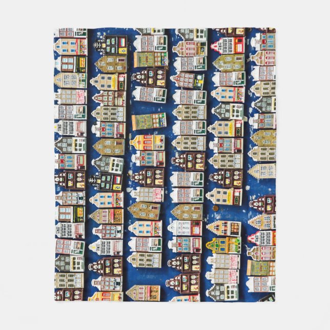 Couverture Polaire souvenirs hollandais, scène de rue à Amsterdam. (Devant)