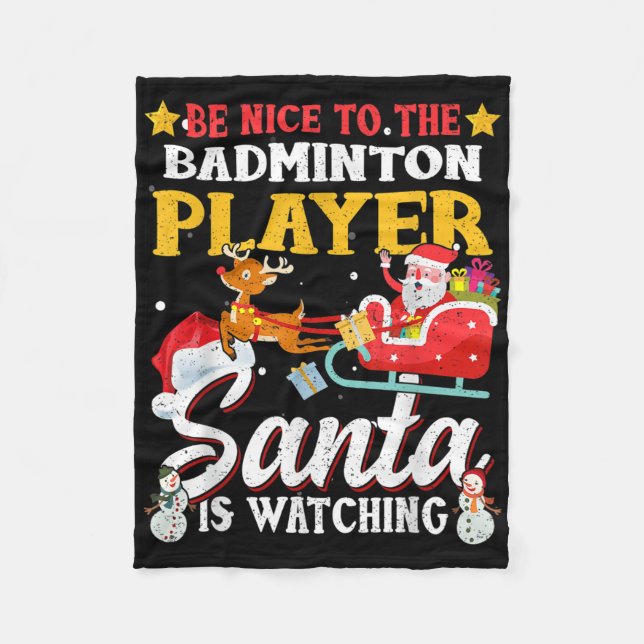 Couverture Polaire Soyez Contente De Badminton Player Père Noël Regar (Devant)