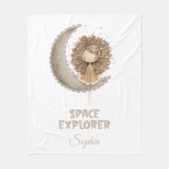 Couverture Polaire Space Explorer Fairy Moon - Nom personnalisé (Devant)