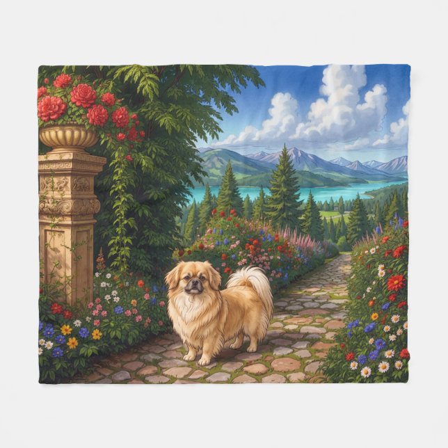 Couverture Polaire Spaniel Tibétain de la Renaissance (Devant (Horizontal))