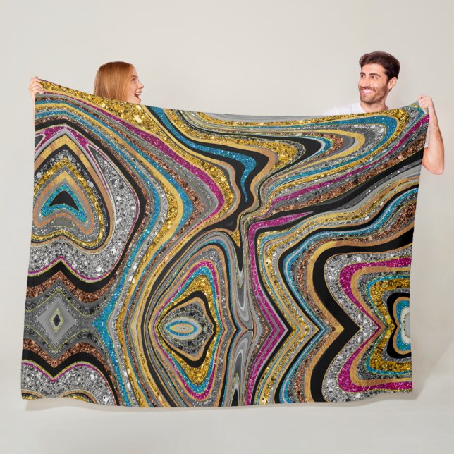 Couverture Polaire Sparkle Glam scintillante girly marbre art (En situation)