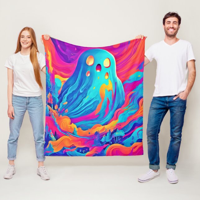 Couverture Polaire Spectral Ghost Halloween Art (En situation)