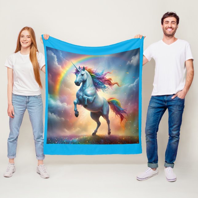 Couverture Polaire Spectre céleste : Arc de la licorne arc-en-ciel (En situation)