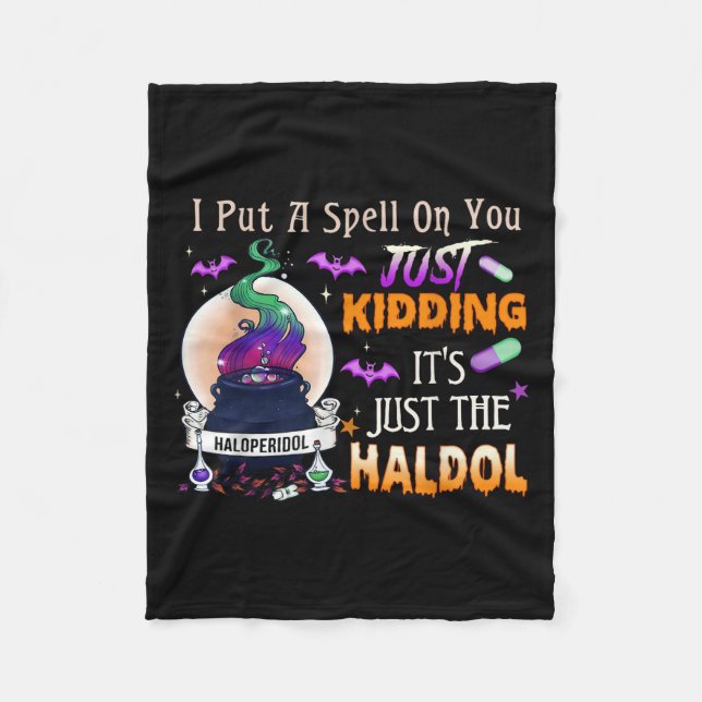 Couverture Polaire Spell Just Kidding Haldol Halloween Nurse Rn Icu  (Devant)