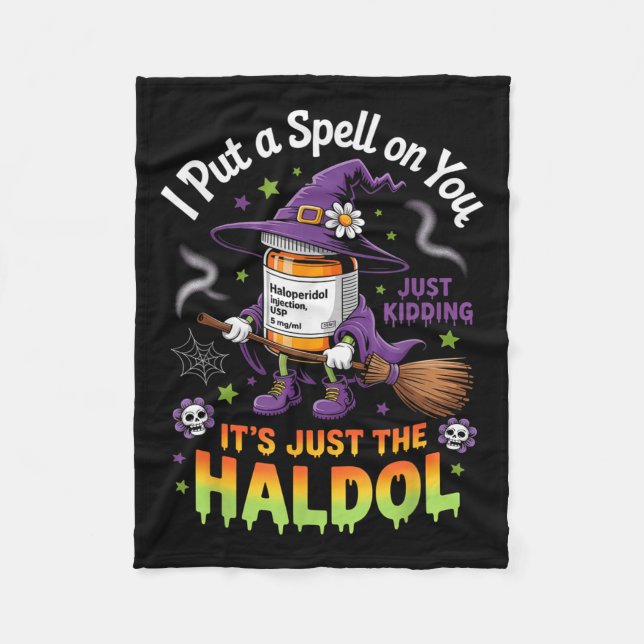 Couverture Polaire Spell Just Kidding Haldol Halloween Nurse Rn Icu  (Devant)