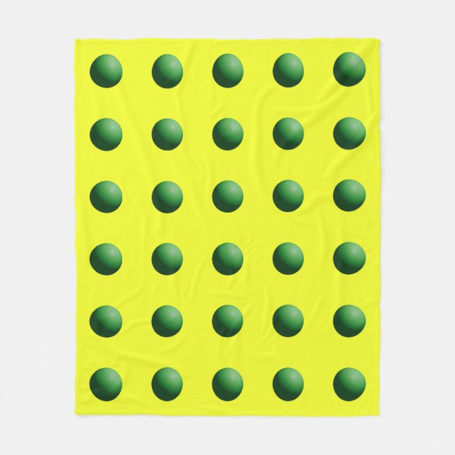 Couverture Polaire Sphères vertes sur plaid jaune en laine (Devant)