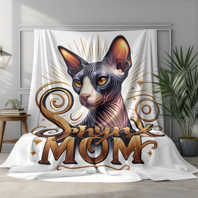 Couverture Polaire Sphynx Chat Maman Blanket Fête des Mères (Personalized Sphynx Cat Mom Fleece Blanket)