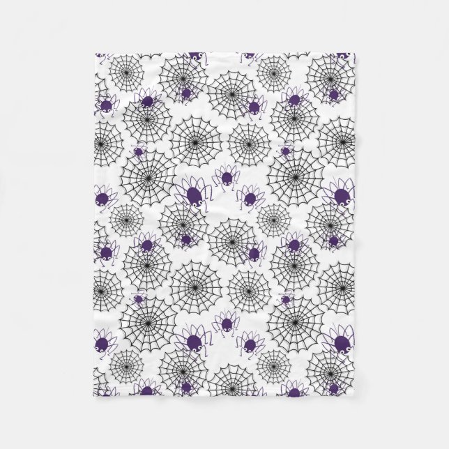 Couverture Polaire Spiderweb & araignées violettes Halloween Motif bl (Devant)