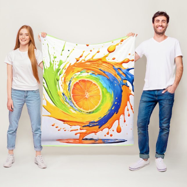 Couverture Polaire Splash Citrus de la conception des couleurs (En situation)