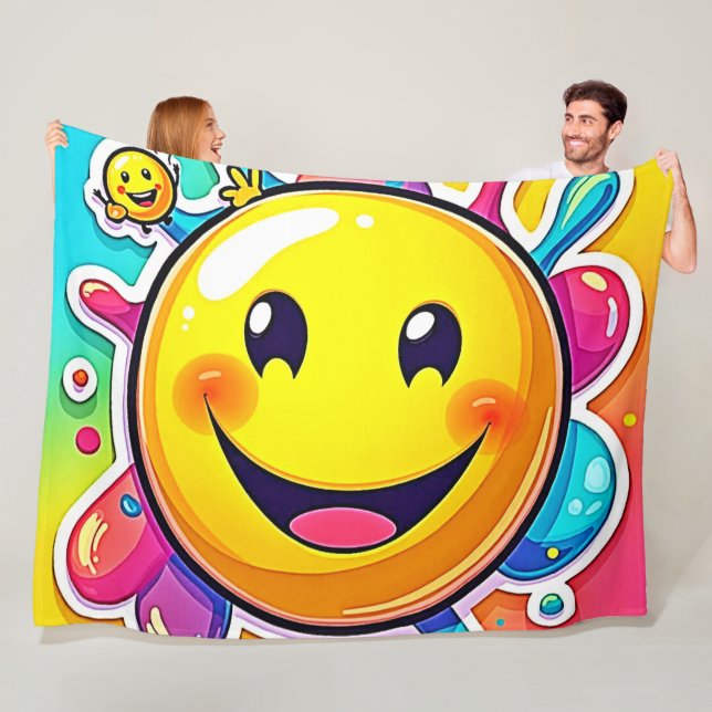 Couverture Polaire Splashy Happy Emoji Fun (En situation)
