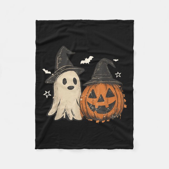 Couverture Polaire Spooky Ghost Halloween Preppy Floral Pumpkin Spook (Devant)