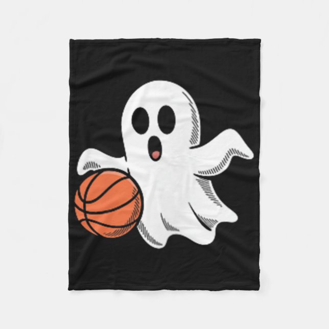 Couverture Polaire Spooky Ghost Playing Basketball Retro Halloween Co (Devant)