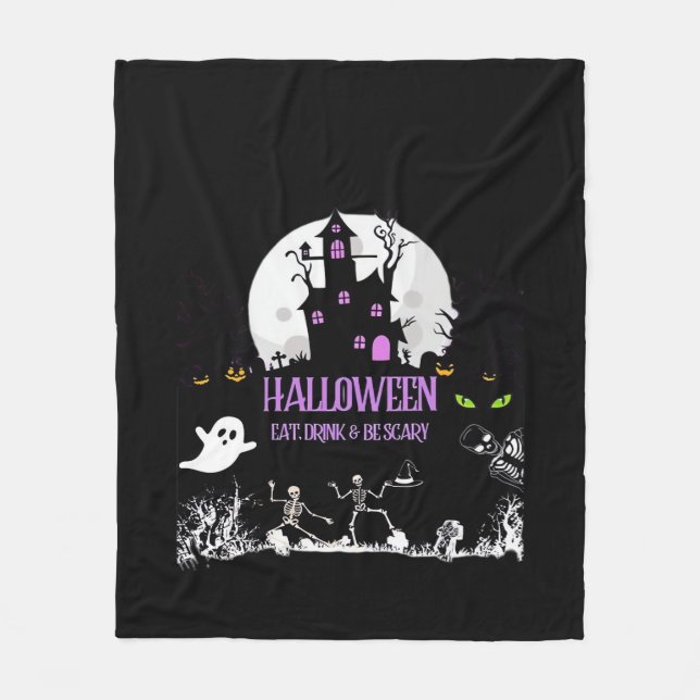 Couverture Polaire Spooky Halloween Eat Drink And Be Scary Classic (Devant)