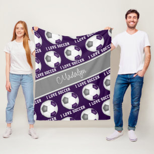 Couverture Polaire sport gris violet girple J'aime le texte de footba
