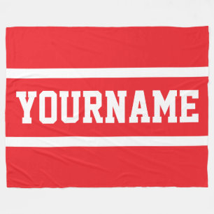 Couverture Polaire Sportif Athlétique Rouge Clair Votre Nom Rayures B