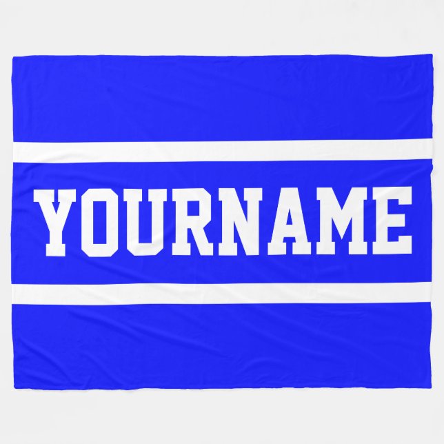 Couverture Polaire Sportif Athlétique Votre Nom Rayures Blanches (Devant (Horizontal))