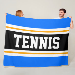 Couverture Polaire Sportif Bleu Clair Orange Noir TENNIS Rayures